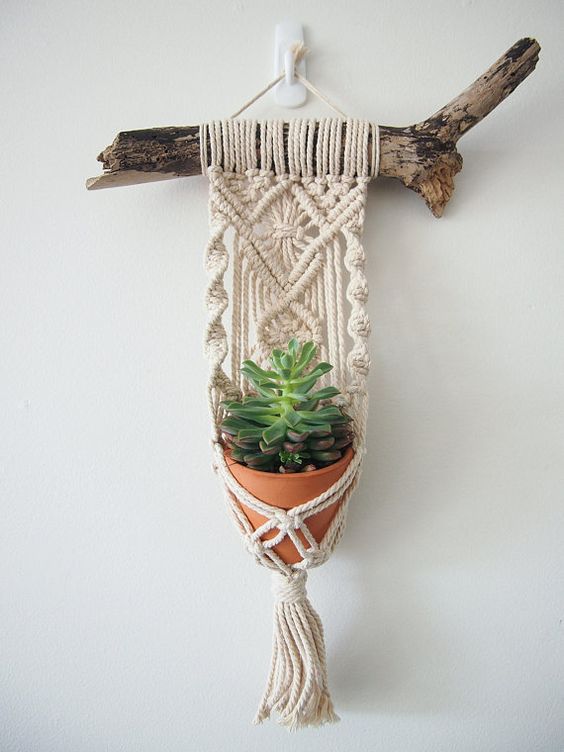 colgadores macramé plantas